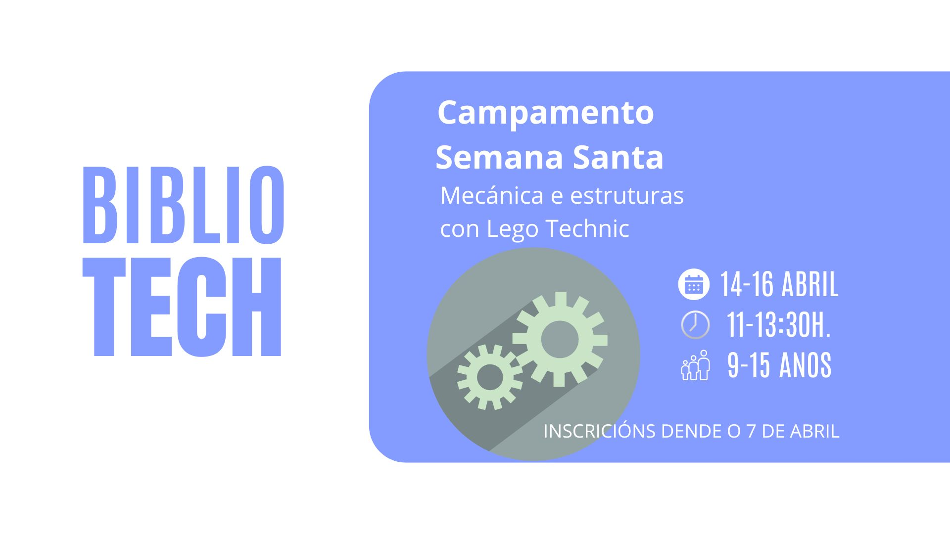 Cartel do taller de mecánica e estruturas con Lego Technic