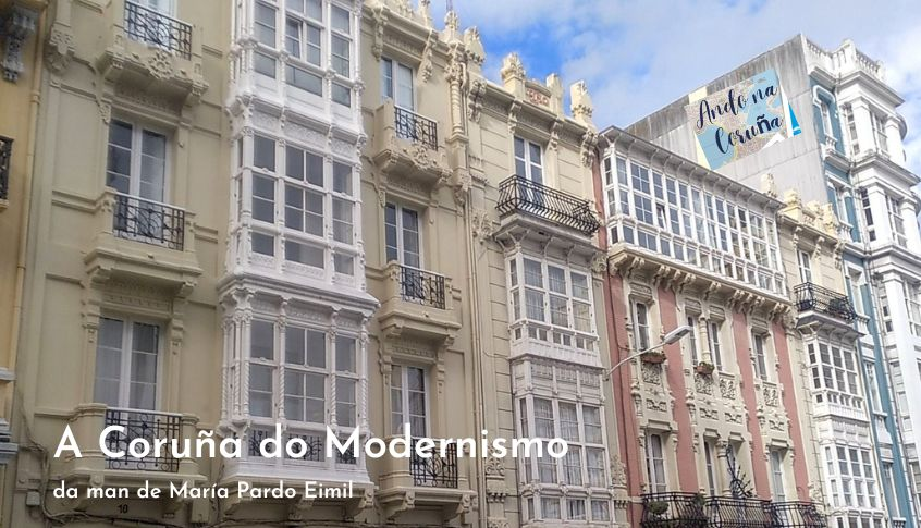 Imaxe fotográfica de edificios de estilo modernista da cidade da Coruña