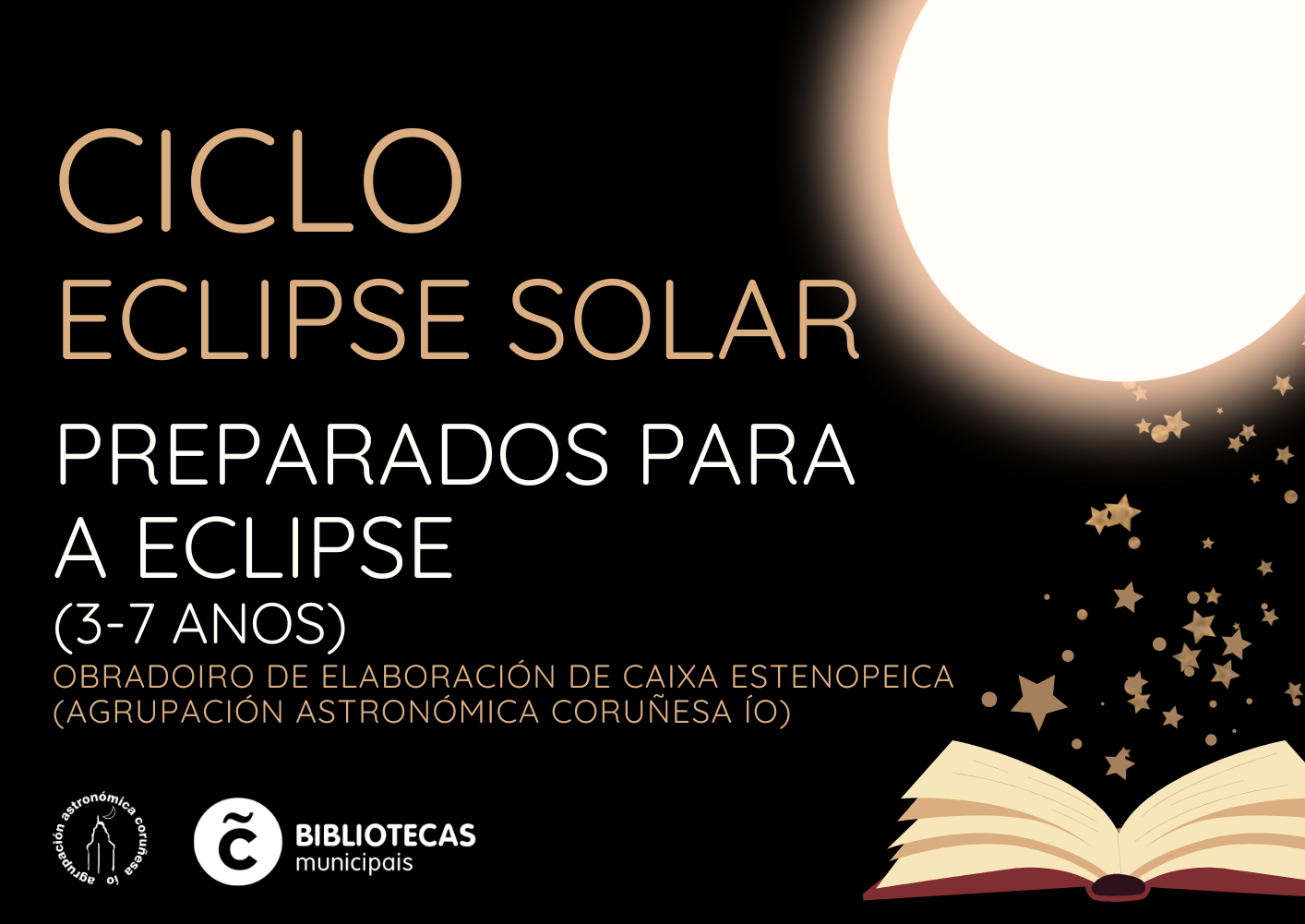 Cartel do taller Preparados para a eclipse (3-7 anos)