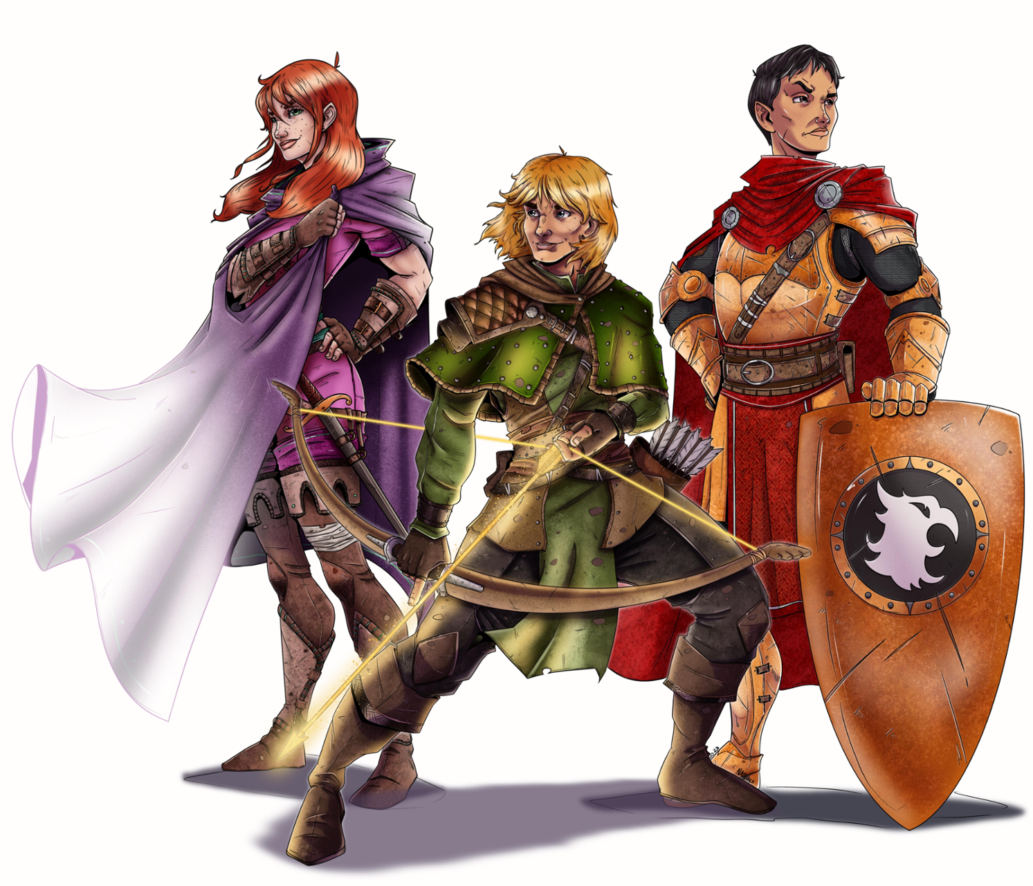 dibujo de personaxes de dragóns e mazmorras